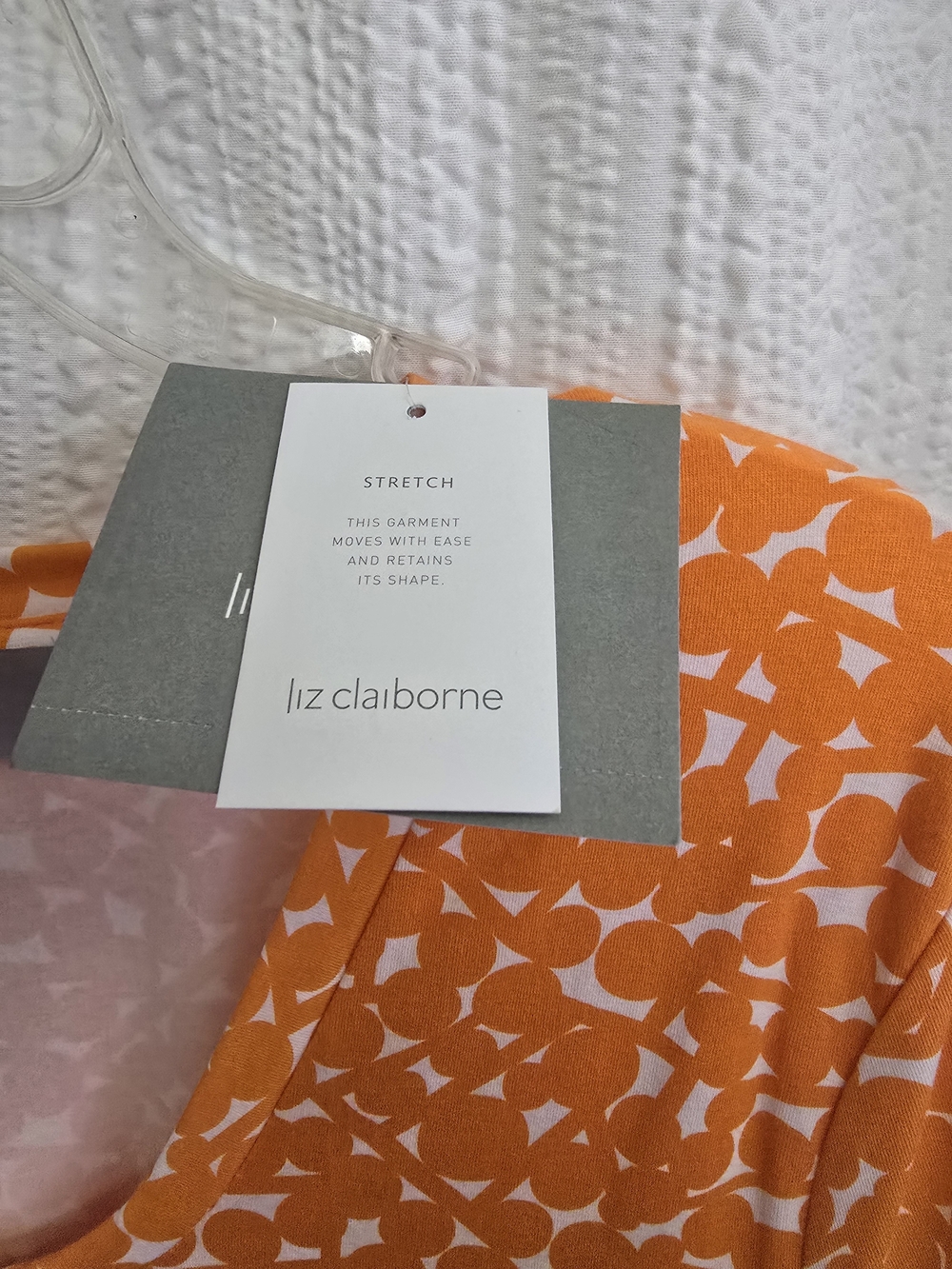 Liz Claiborne Orange Printed Short Sleeve Scoop Neck Top - Picture 5 of 7